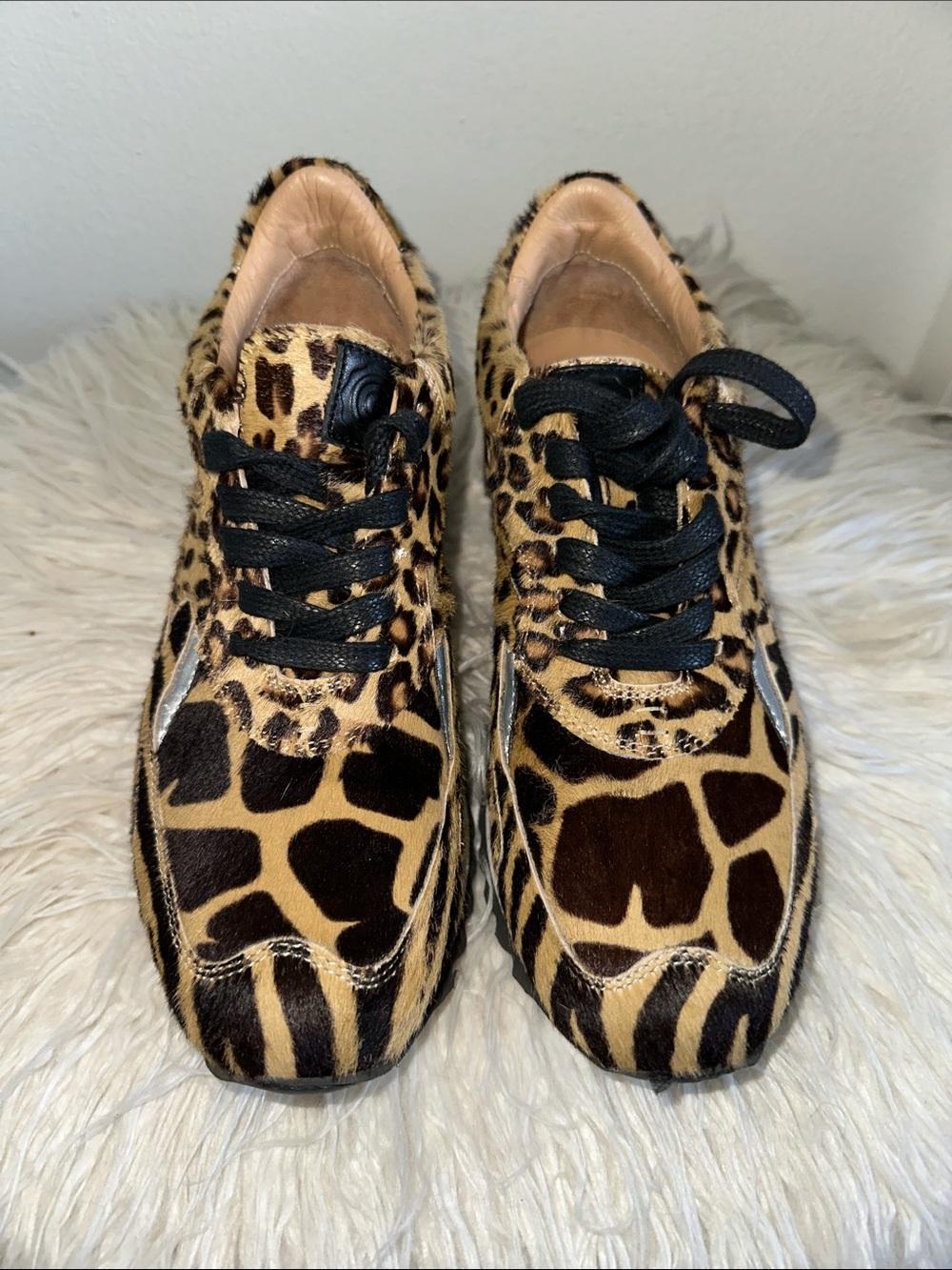 Greats Leopard Print Pony Hair Sneakers in Tan and Black